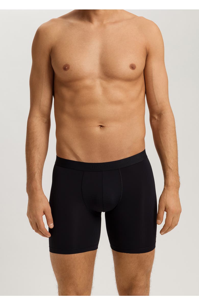 Hanro Micro Touch Long Boxer Brief, Alternate, color, Black