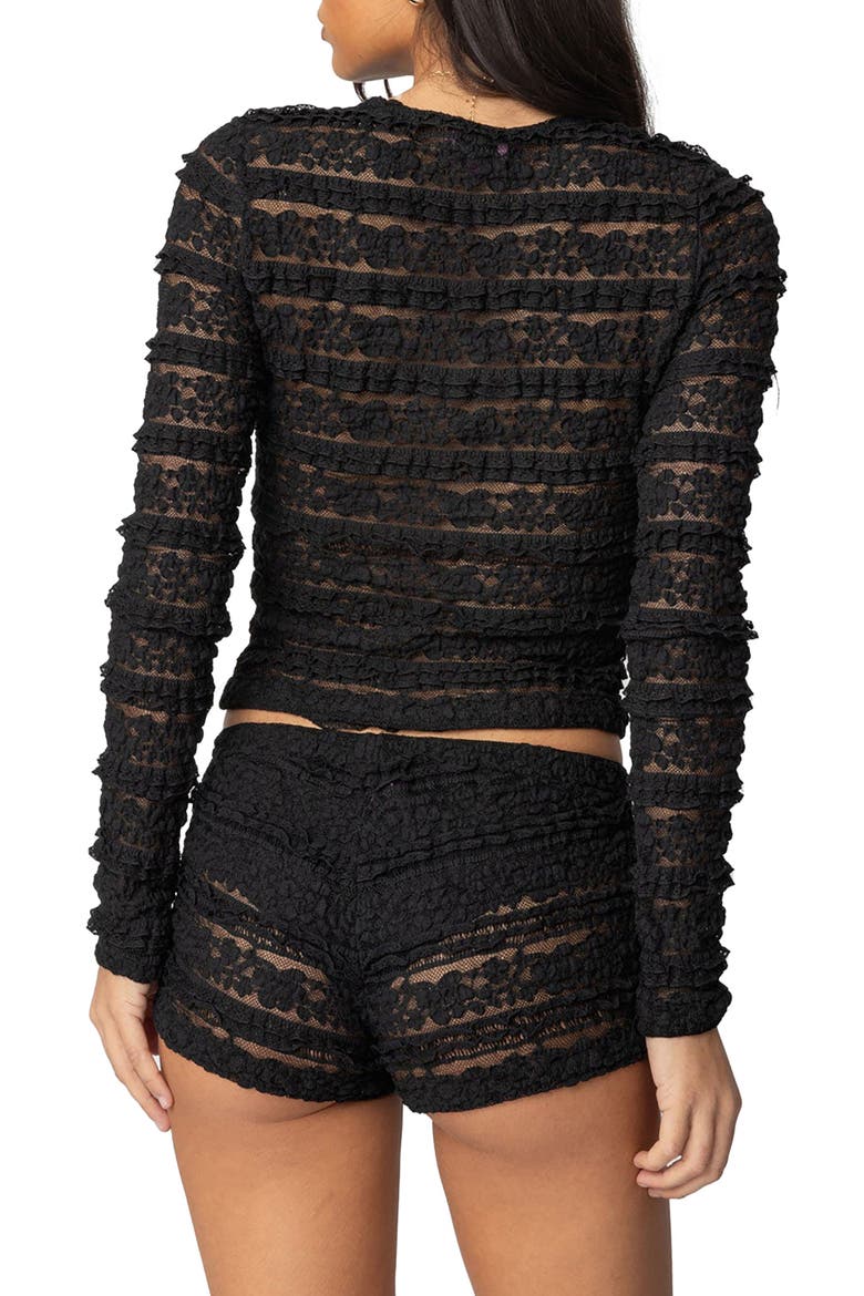 Maisley Sheer Lace Crop Top, Alternate, color, BLACK
