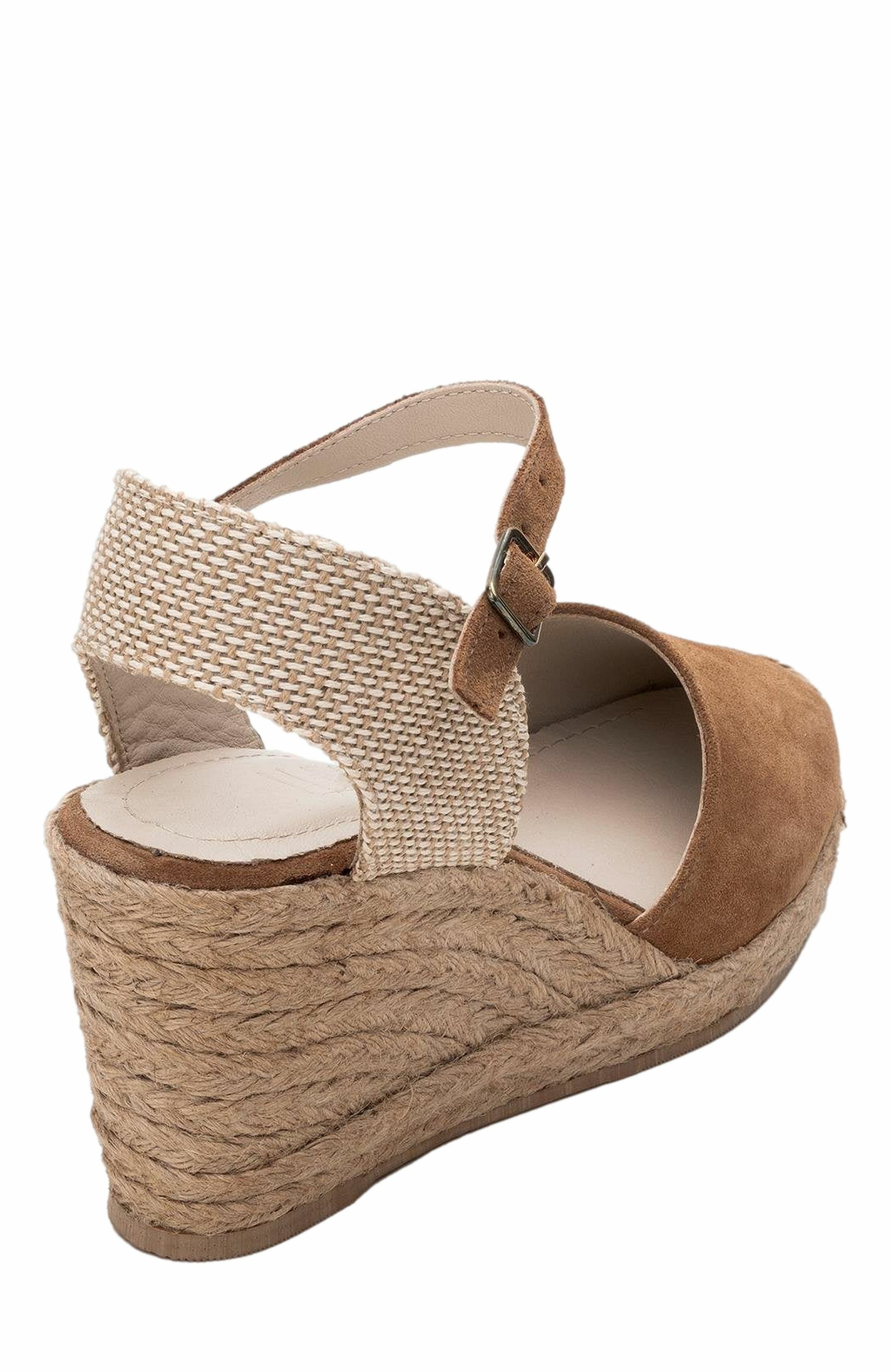 Forever & Always Shoes Sinta Suede Leather Platform Espadrille, Alternate, color, Cognac Brown Suede Leather