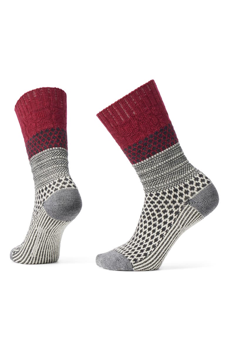 Smartwool Everyday Popcorn Cable Merino Wool Blend Crew Socks, Main, color, Tibetan Red