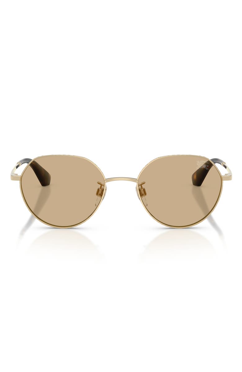 Burberry 51mm Round Sunglasses, Main, color, Light Gold / Dark Brown