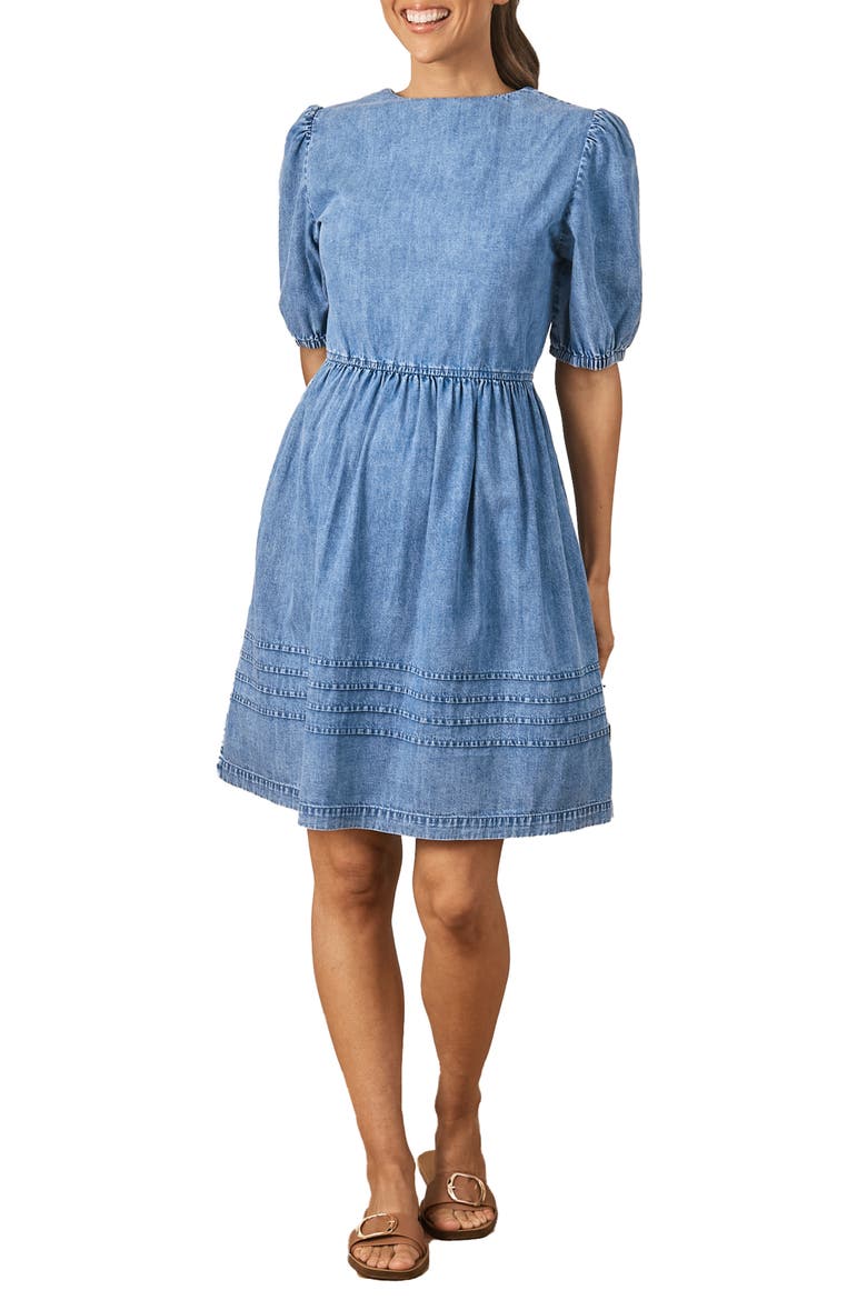 A-Line Denim Maternity Dress, Alternate, color, BLUE