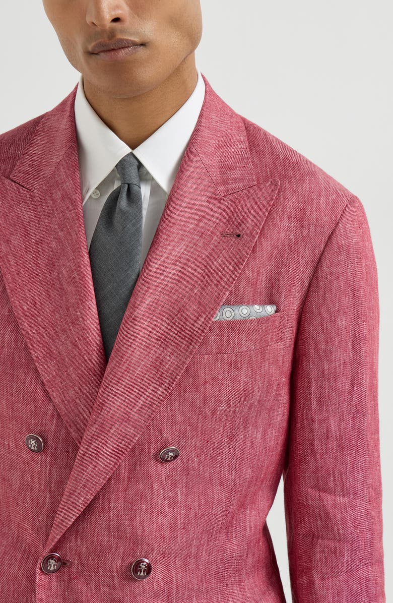 Brunello Cucinelli Spotted pocket square, Alternate, color, Grey