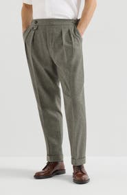 Brunello Cucinelli Virgin wool flannel trousers with double pleats and waist tabs