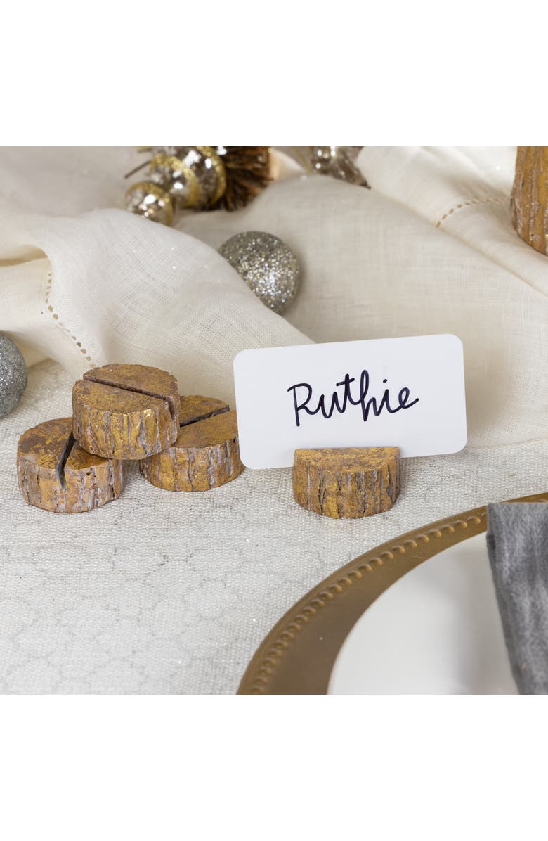 Transpac Gold Textured Birch Place Card Holders Set of 4 for Decor, Alternate, color, Gold