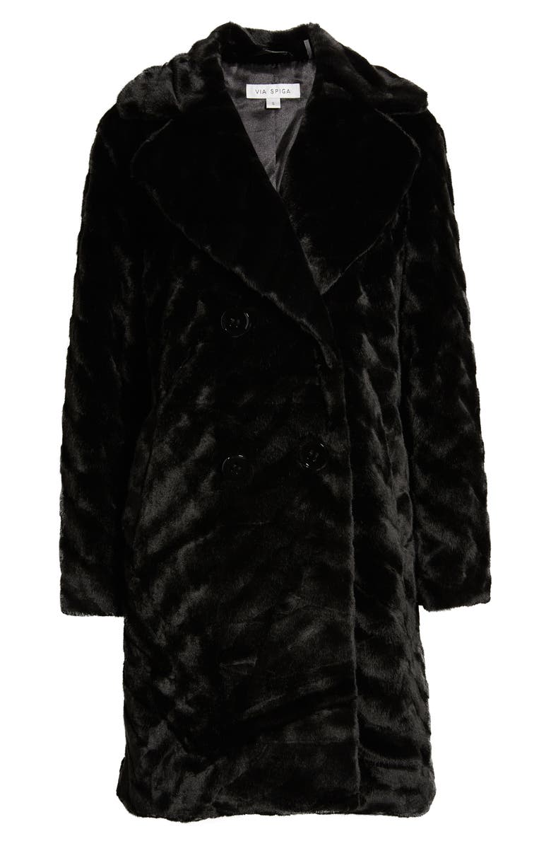 Via Spiga Double Breasted Faux Fur Coat, Alternate, color, 