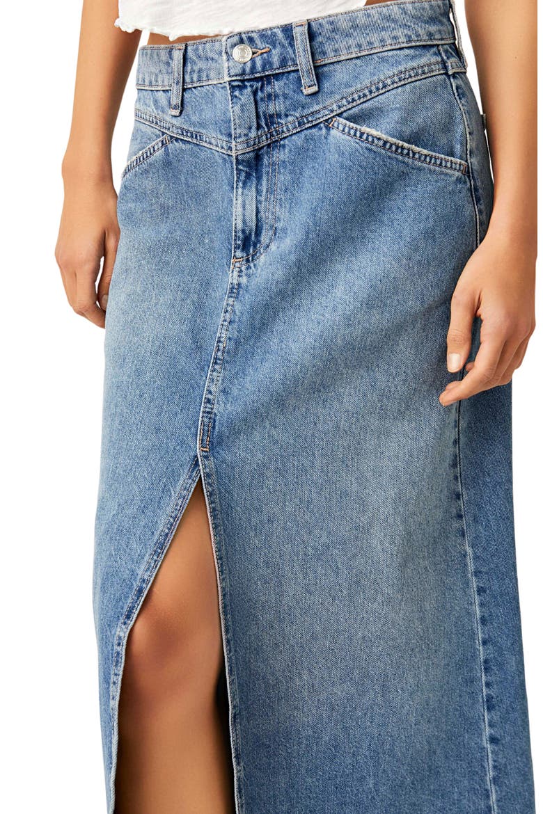 Come as You Are Denim Maxi Skirt, Alternate, color, SAPPHIRE BLUE SLIT