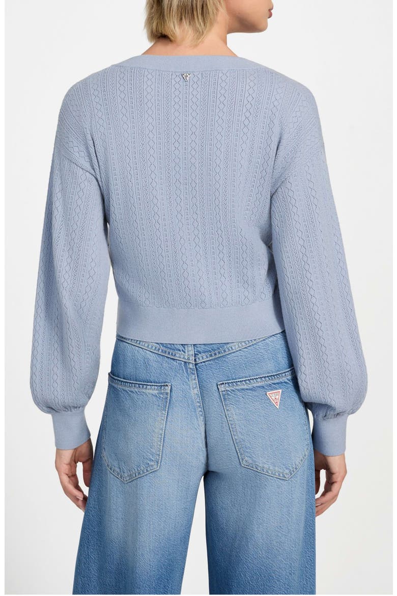 Lyla Pointelle Crop Cardigan, Alternate, color, NIMBUS BLUE