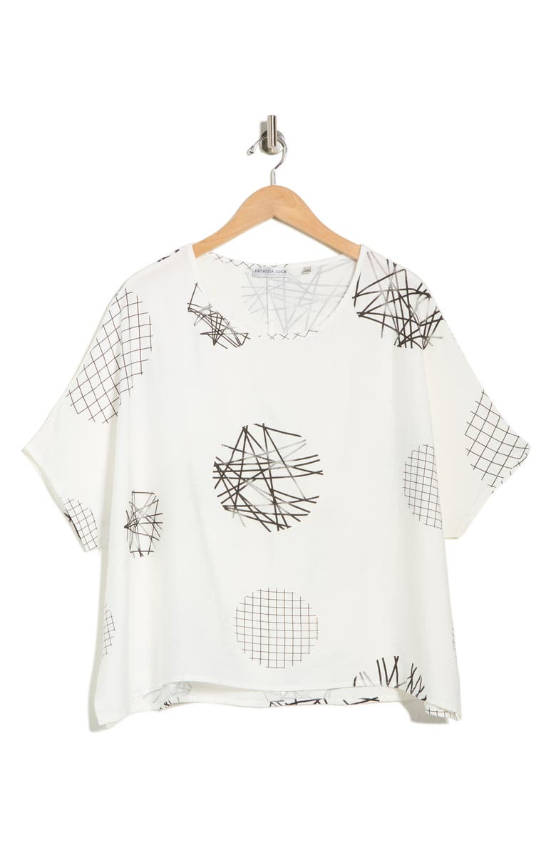 PATRIZIA LUCA Scribble Print Top, Main, color, White