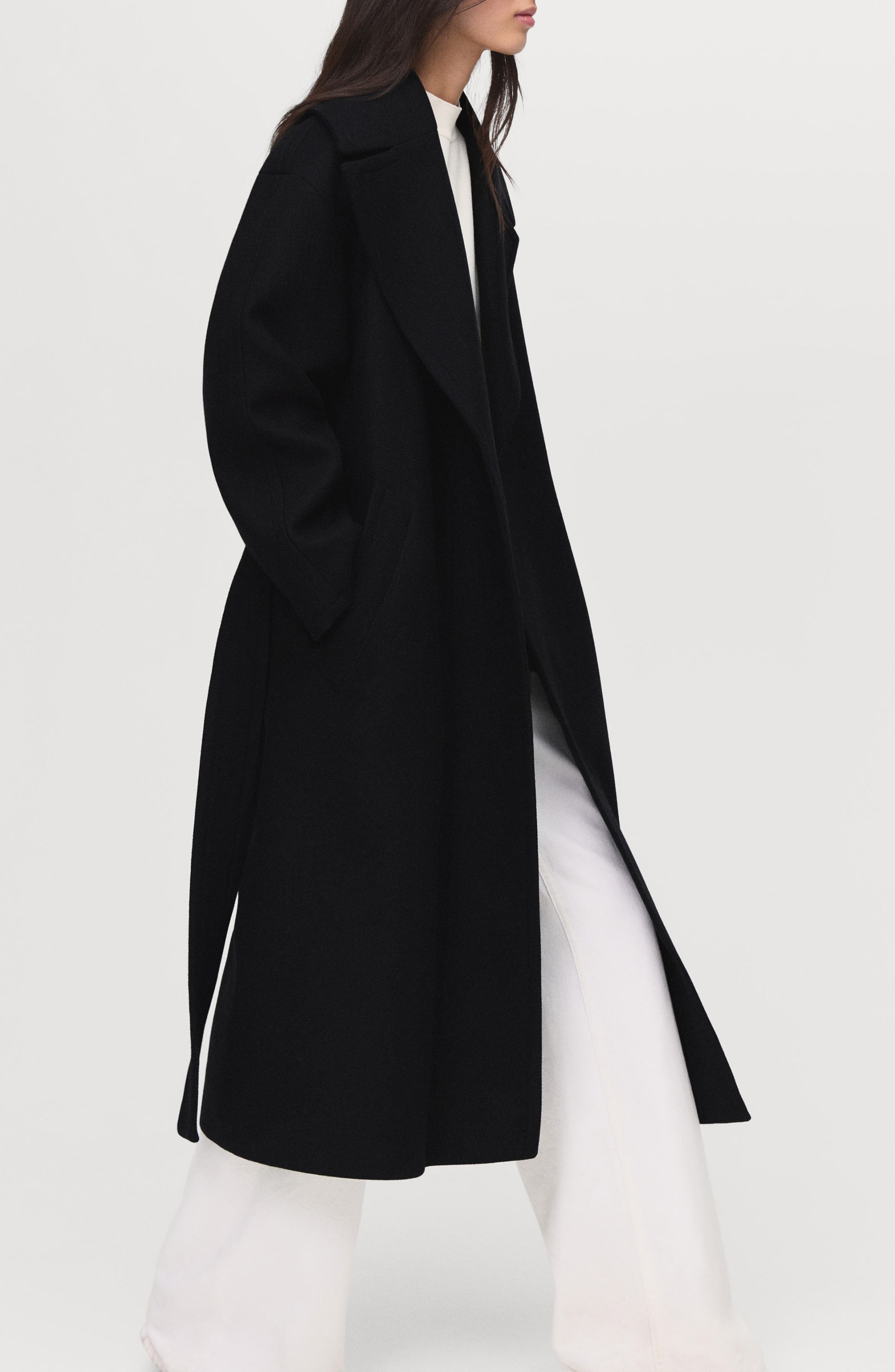 Женские MANGO Belted Wool Blend Coat — фото 3