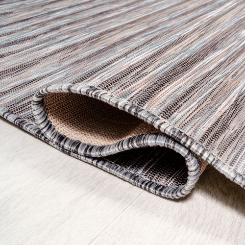 Jonathan Y Finn Modern Farmhouse Pinstripe Indoor/outdoor Area Rug In Dark Gray/blue