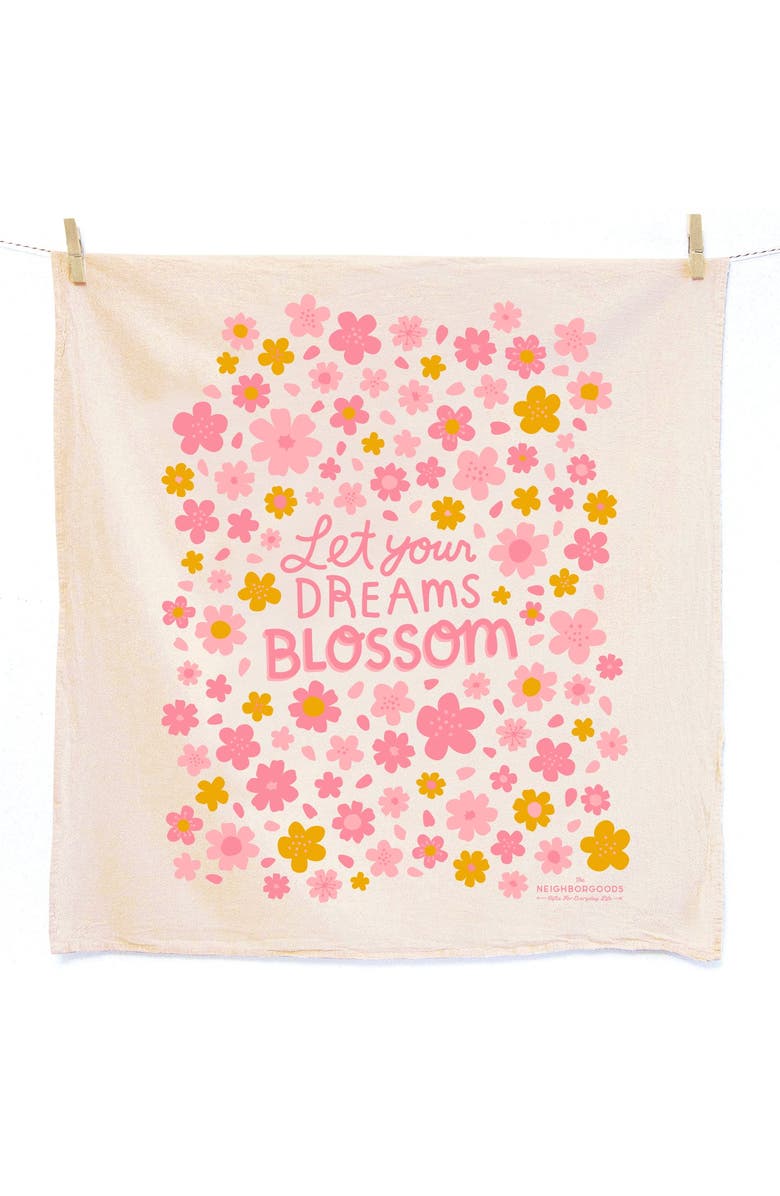 The Neighborgoods Blossoms Dish Towel + Sponge Cloth Gift Set, Main, color, Pink