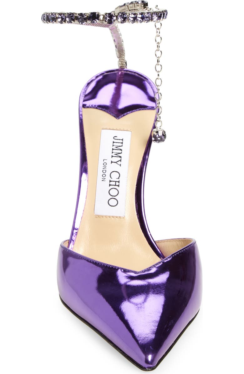 Jimmy Choo Saeda Crystal Ankle Strap Pointed Toe Pump, Alternate, color,