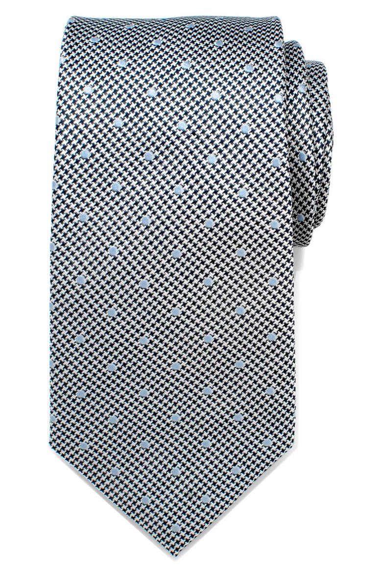 Houndstooth Dot Silk Tie, Alternate, color, GRAY