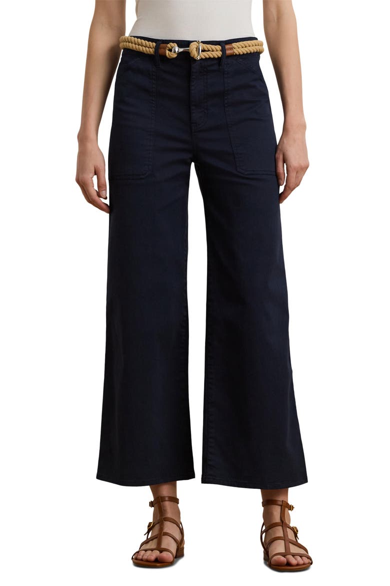 Stretch Cotton Twill Crop Pants, Main, color, LAUREN NAVY