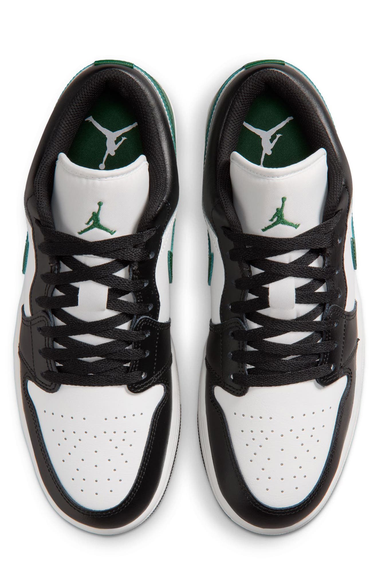 Air Jordan 1 Low Basketball Sneaker, Alternate, color, BLACK/ GRG GREEN/ SMMT WHITE