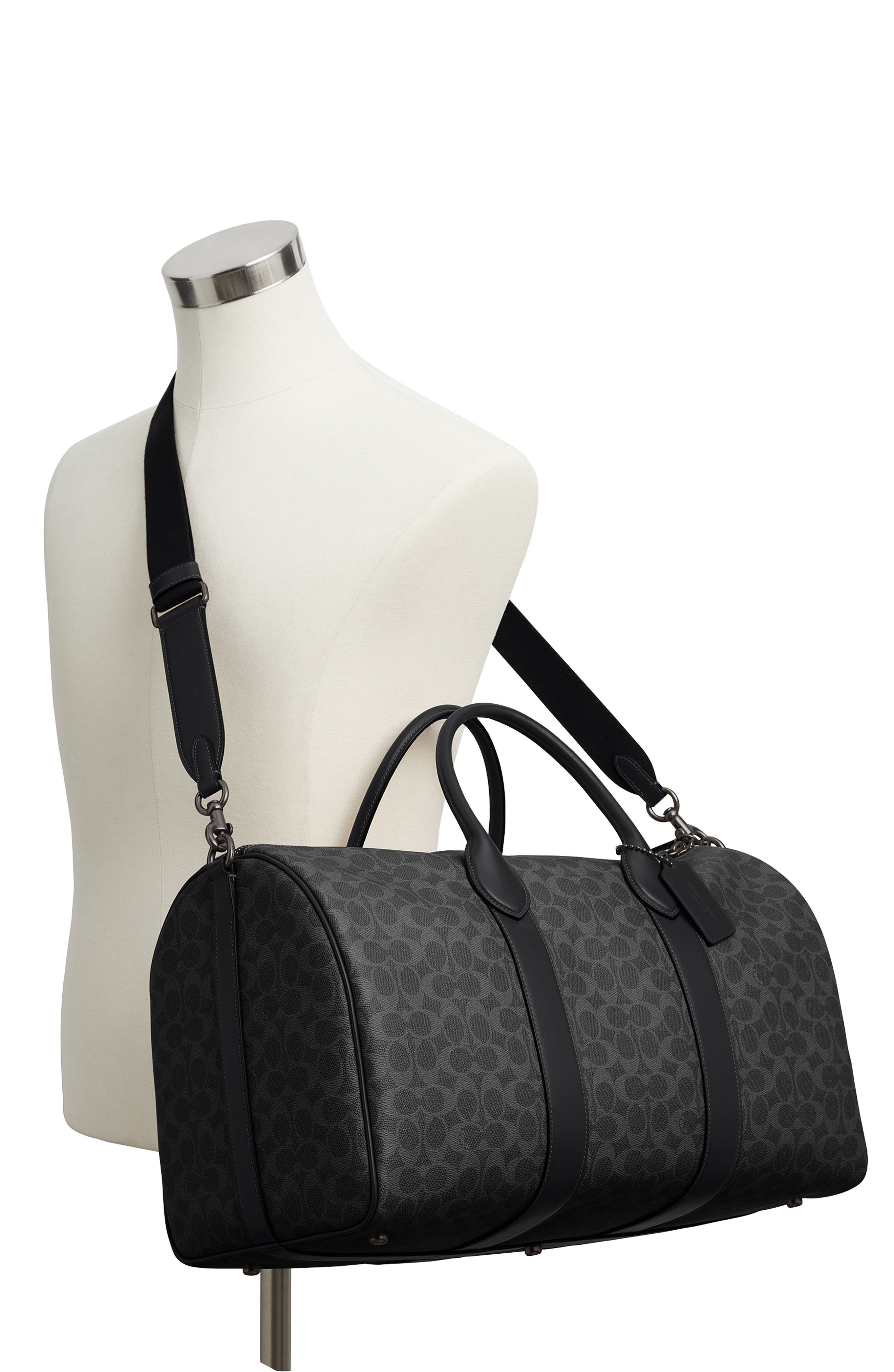 COACH Compass Signature 50 Coated Canvas Duffle Bag, Alternate, color, 