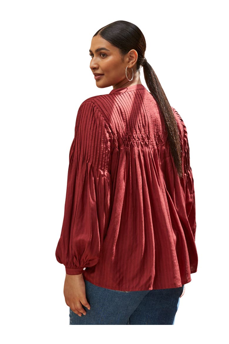 Long Sleeve Pintuck Blouse, Alternate, color, Oxblood