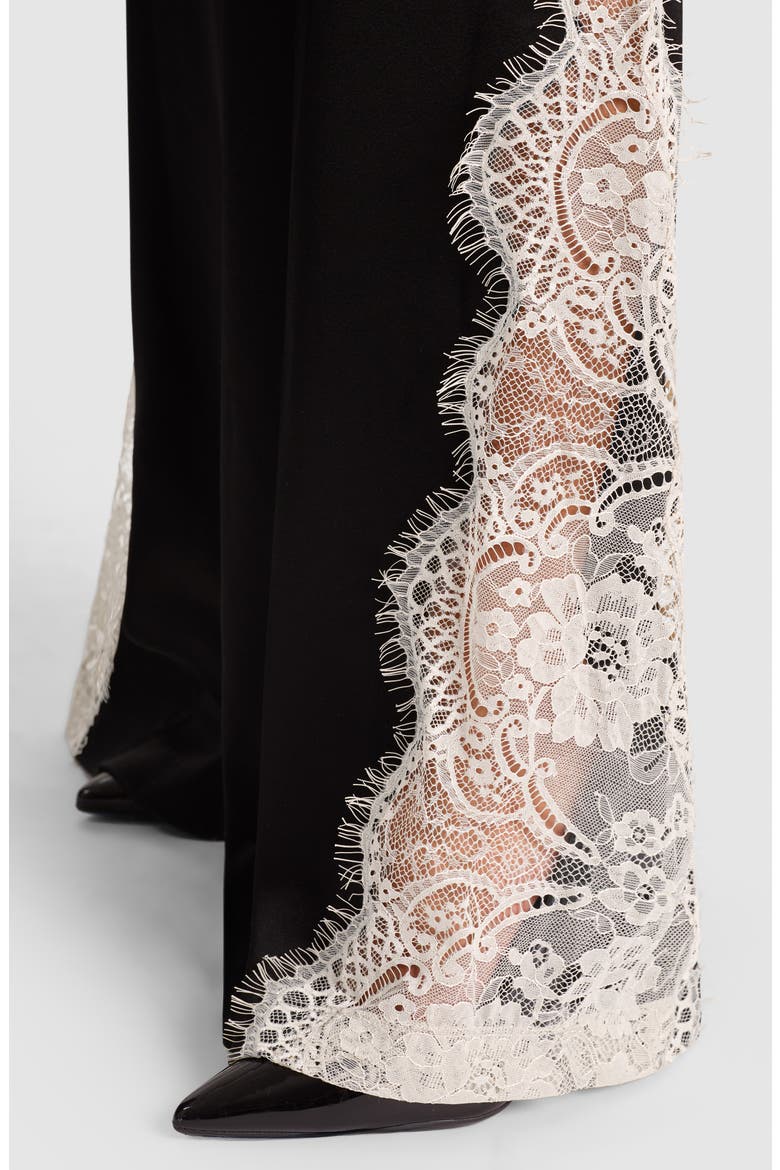 Olivia Low Rise Lace Inset Wide Leg Pants, Alternate, color, BLACK CHINO