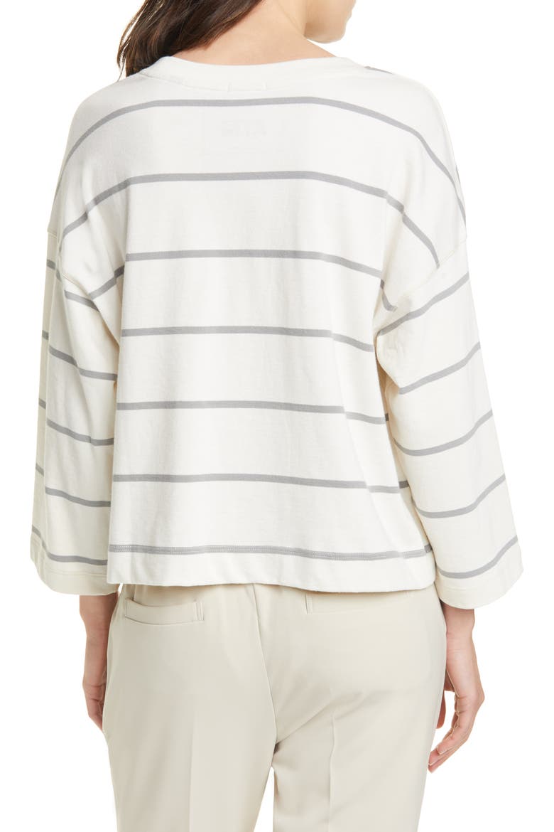 Stripe Sweatshirt, Alternate, color, CHALK/ SMOKE COMBO