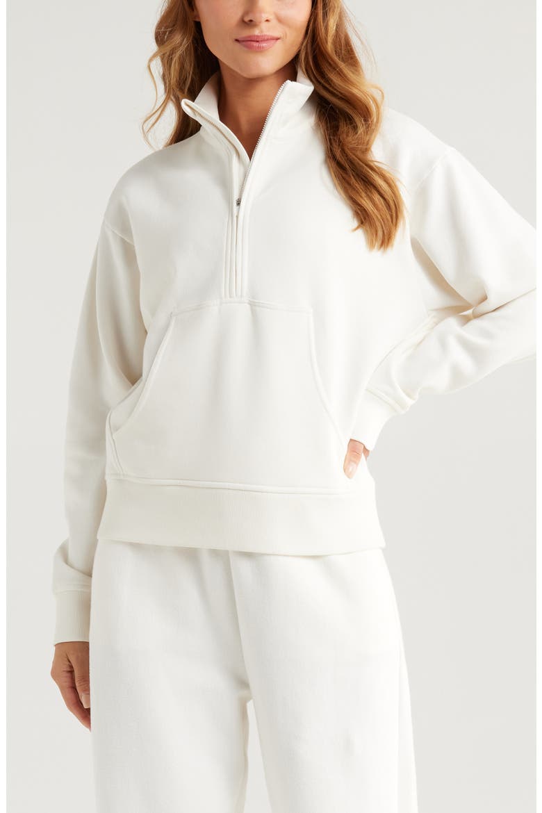 Cloud Fleece Half Zip Sweatshirt, Main, color, IVORY EGRET