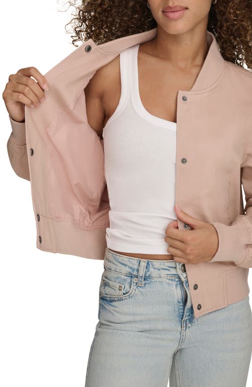 Levi's Denim Crop Bomber Jacket In Light Pink