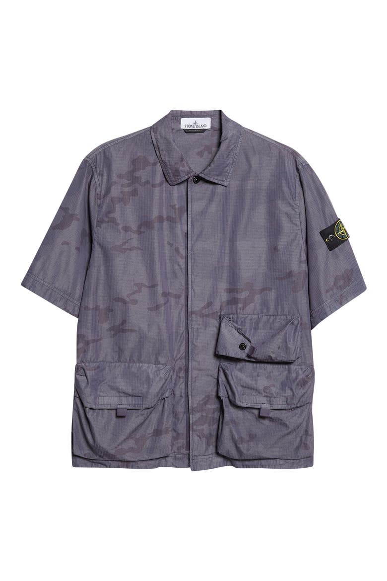 Camo Ripstop Utility Shirt, Alternate, color, BLUE GREY