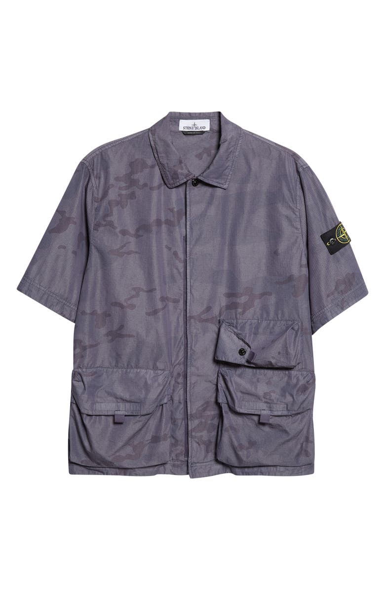 Stone Island Camo Ripstop Utility Shirt, Main, color, Blue Grey