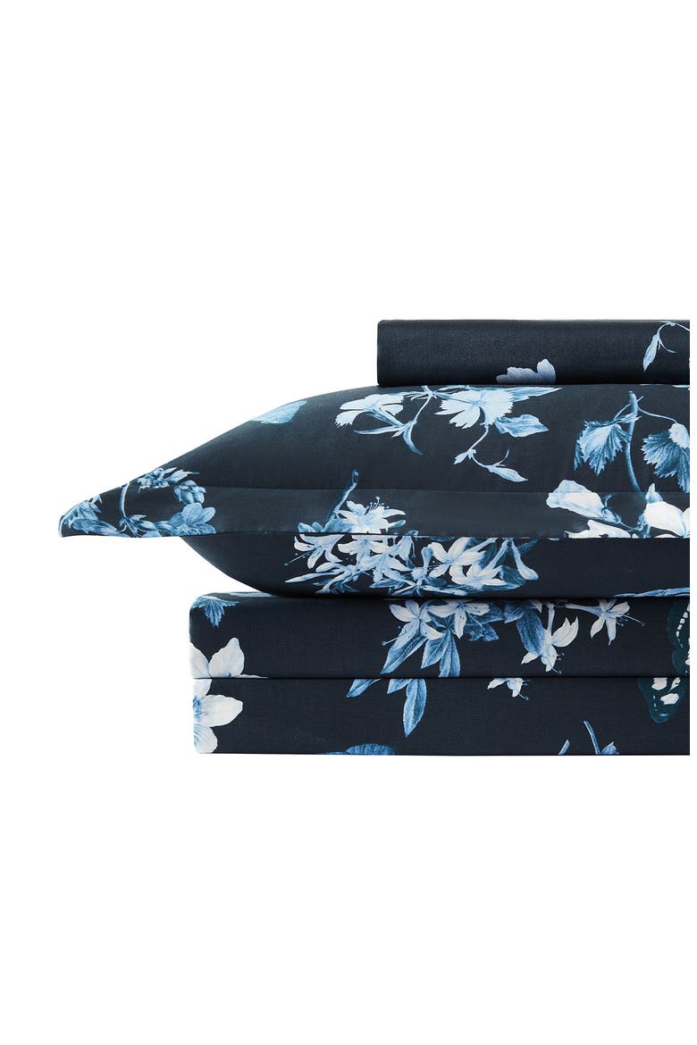 Lexington Floral 300 Thread Count 100% Cotton Sateen Duvet Cover Set, Main, color, BLUE