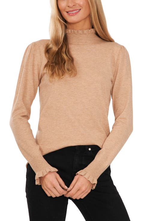 Ruffle Mock Neck Sweater