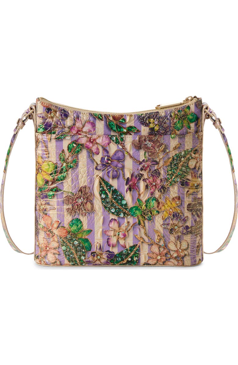 Brahmin Katie Croc Embossed Leather Crossbody Bag, Alternate, color, Pinstripe Petals