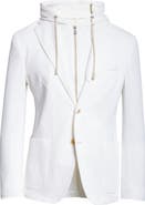 Eleventy Cotton & Cashmere Sport Coat with Removable Hooded Bib