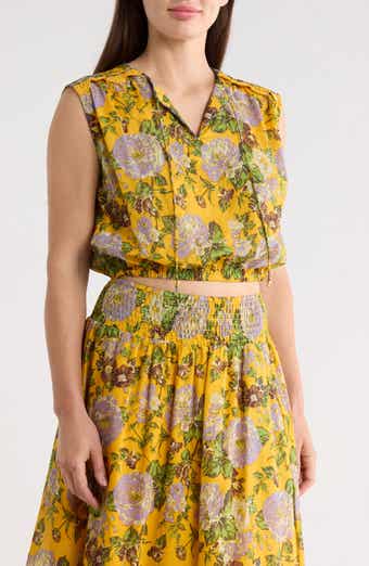 ELIE ELIE TAHARI Floral Sleeveless Trim Top