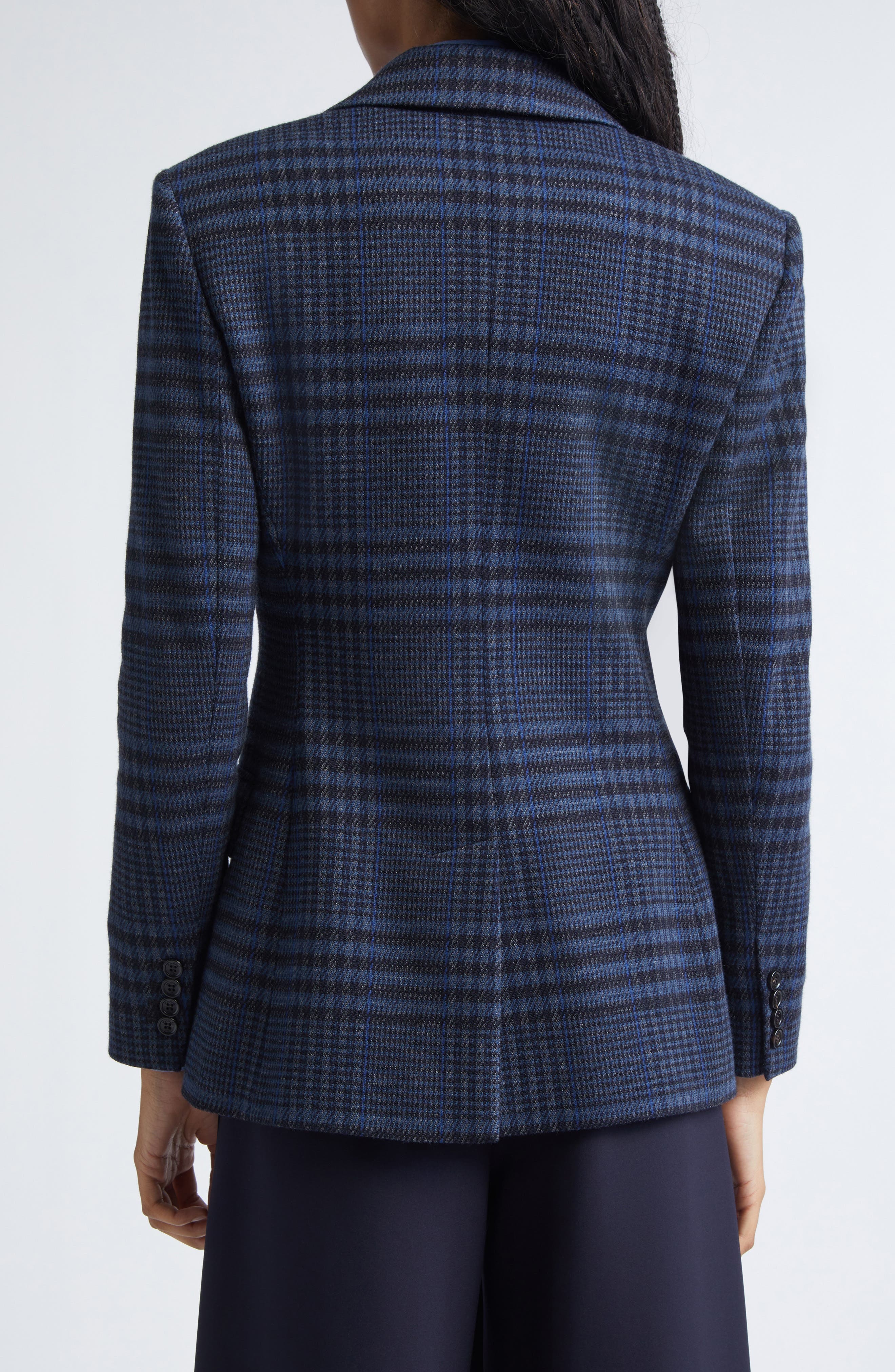 Max Mara Bisso Plaid Cotton & Wool Double Breasted Blazer (Women ...