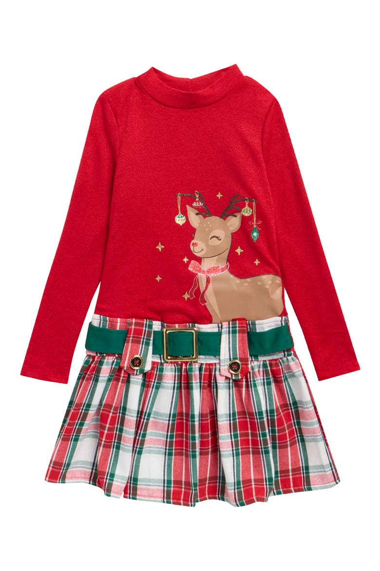 Kids' Plaid Drop Waist Dress, Main, color, RED