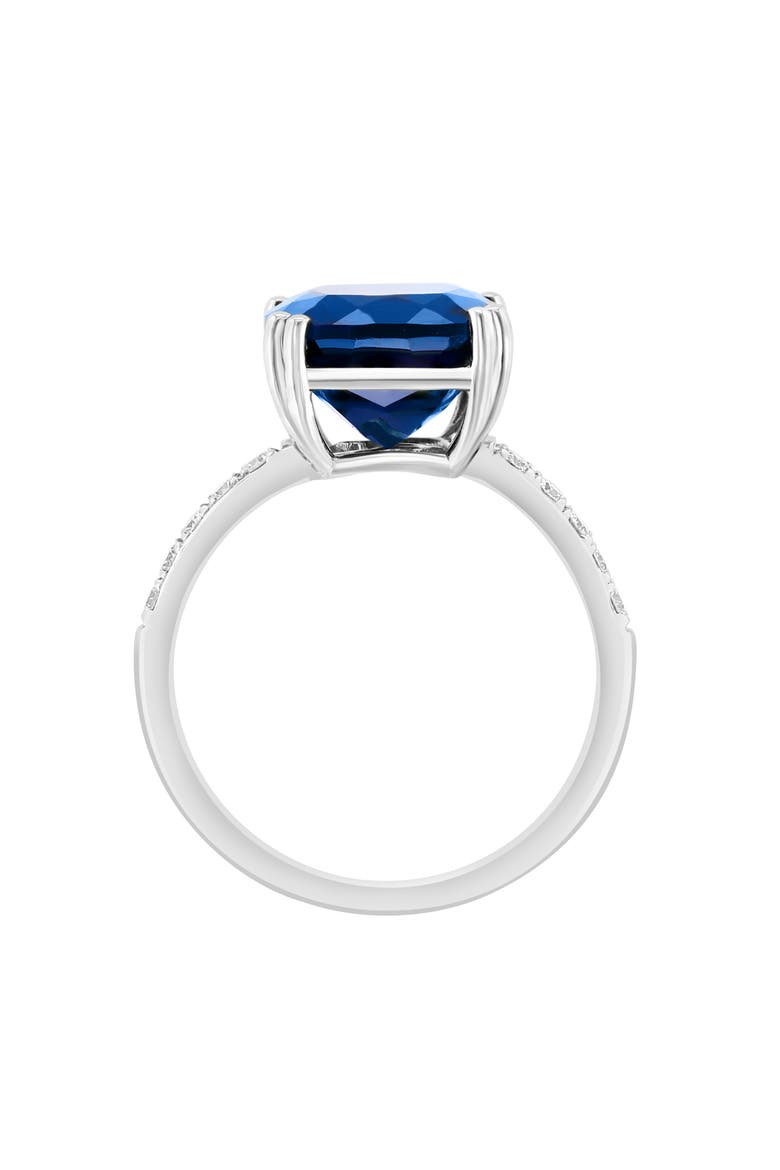 14K White Gold Lab Created Sapphire & Lab Created Diamond Ring - 0.20ct., Alternate, color, BLUE