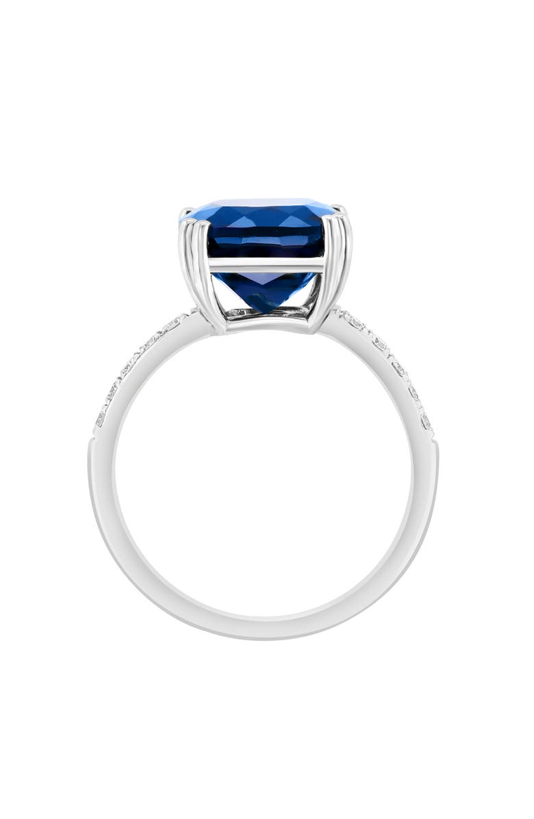 EFFY 14K White Gold Lab Created Sapphire & Lab Created Diamond Ring - 0.20ct., Alternate, color, Blue