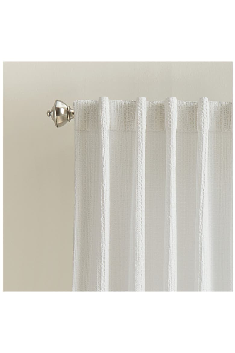 Waffle Stripe Set of 2 Cotton Curtain Panels, Alternate, color, WHITE