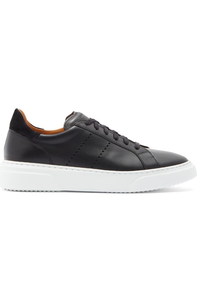 Magnanni Muro Leather Sneaker, Alternate, color, Black / Black Suede