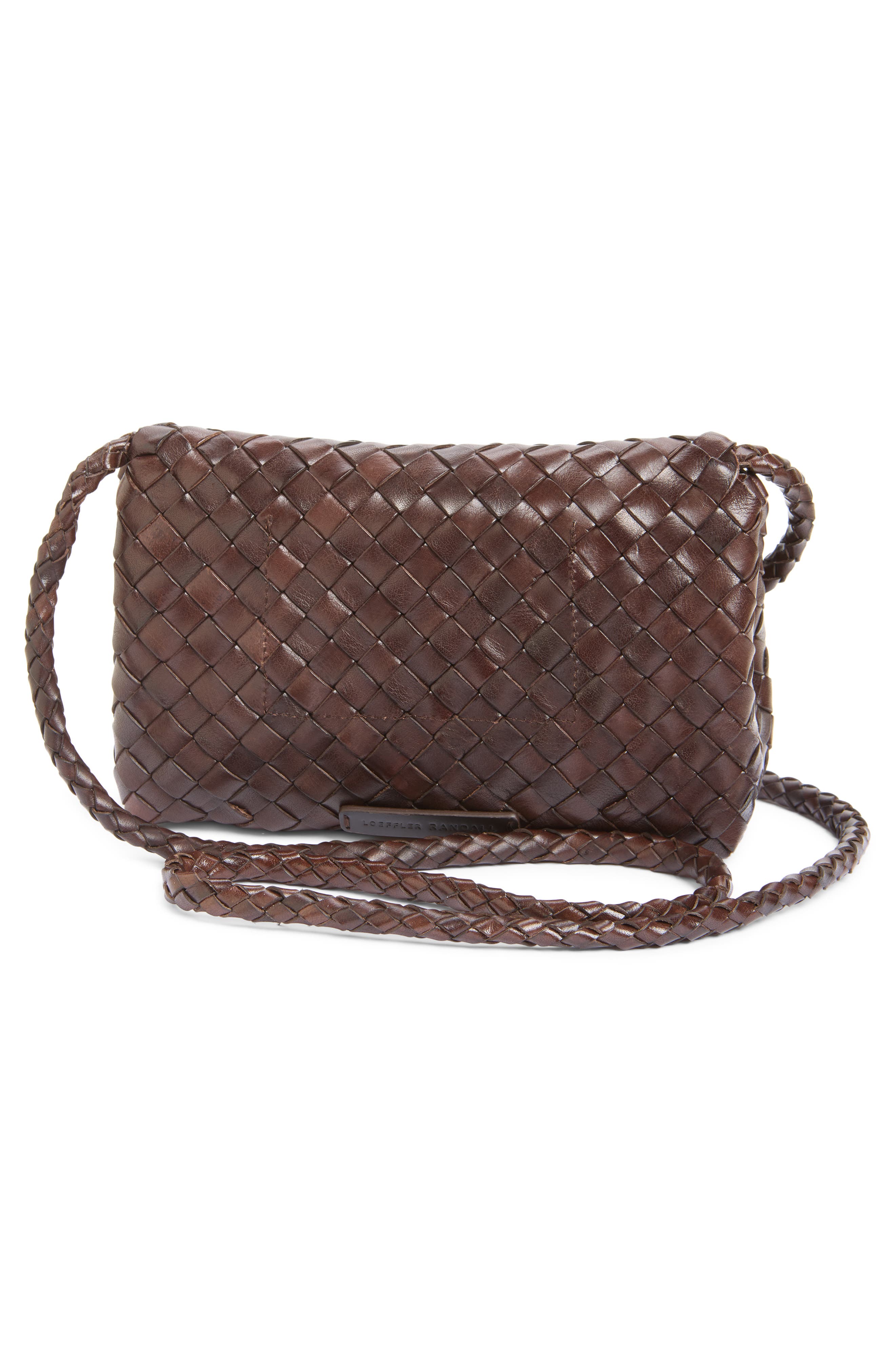 Vinnie Woven Leather Crossbody Bag, Alternate, color, CHOCOLATE