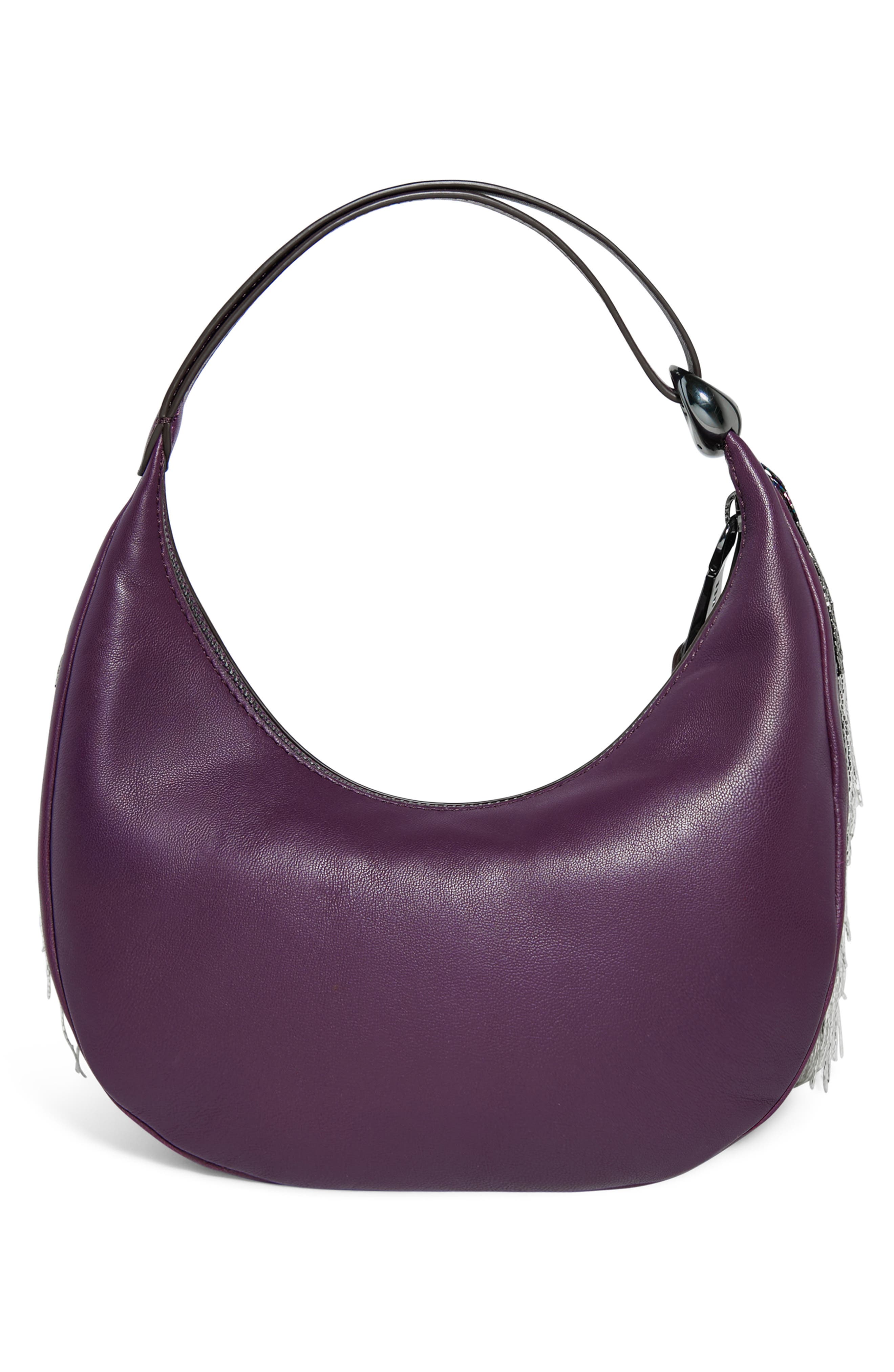 AIMEE Bloom Beaded Leather Bean Bag, Alternate, color, Beaded Plum