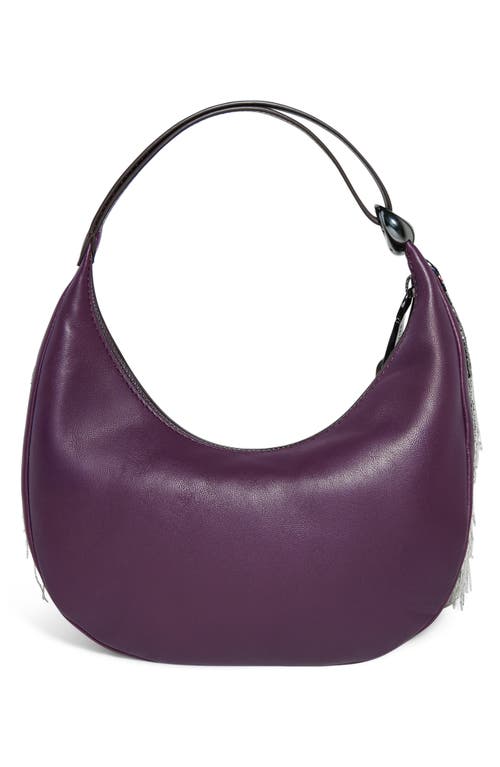 Aimee Bloom Beaded Leather Bean Bag In Purple