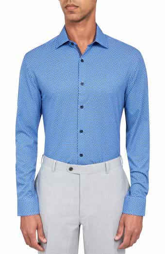 Slim Fit Geo Print Stretch Performance Dress Shirt
