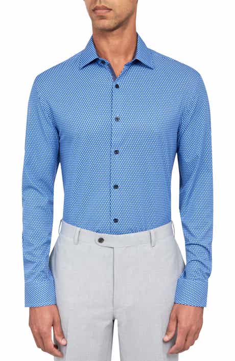 Slim Fit Geo Print Stretch Performance Dress Shirt