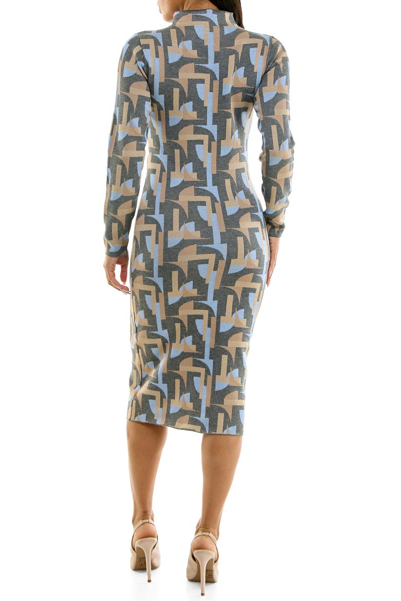 Mock Neck Jacquard Sheath Sweater Dress, Alternate, color, CHARCOAL MULTI