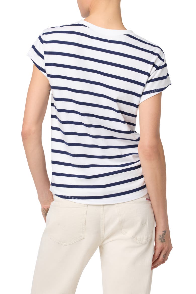 Short Sleeve Ruched T-Shirt, Alternate, color, BLUE/ WHITE STRIPE