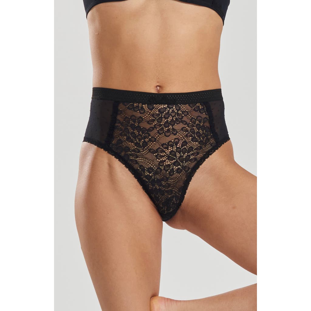 PEACHAUS Betony Recycled-Tulle High-Rise Underwear in Volcanic Black  product