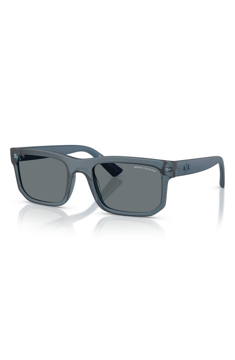 AX Armani Exchange 56mm Square Sunglasses, Alternate, color, Matte Frosted Blue / Dark Blue