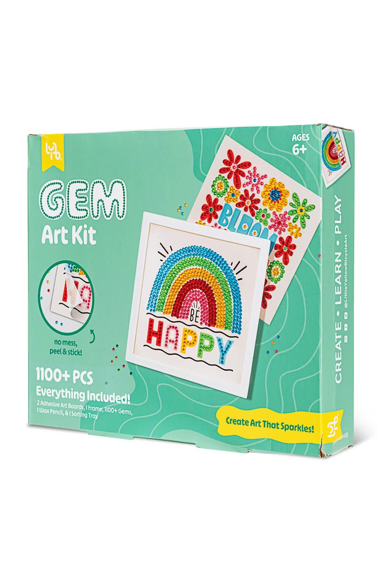 Little Yellow Bicycle Rainbow & Blooms Gem Art Kit 1100+ Pc Set, Ages 6+, Alternate, color, Multicolored