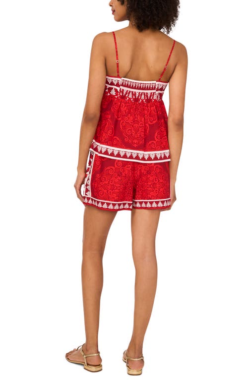 1.state Split Neck Sleeveless Blouse In Red